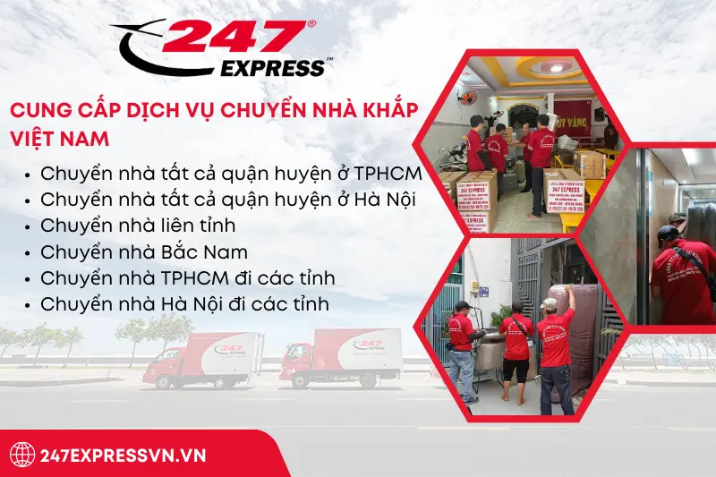 Chuyển Nhà 247 chuyên cung cấp dịch vụ chuyển nhà cho khách hàng trên địa bàn TPHCM và nhiều tỉnh thành khác
