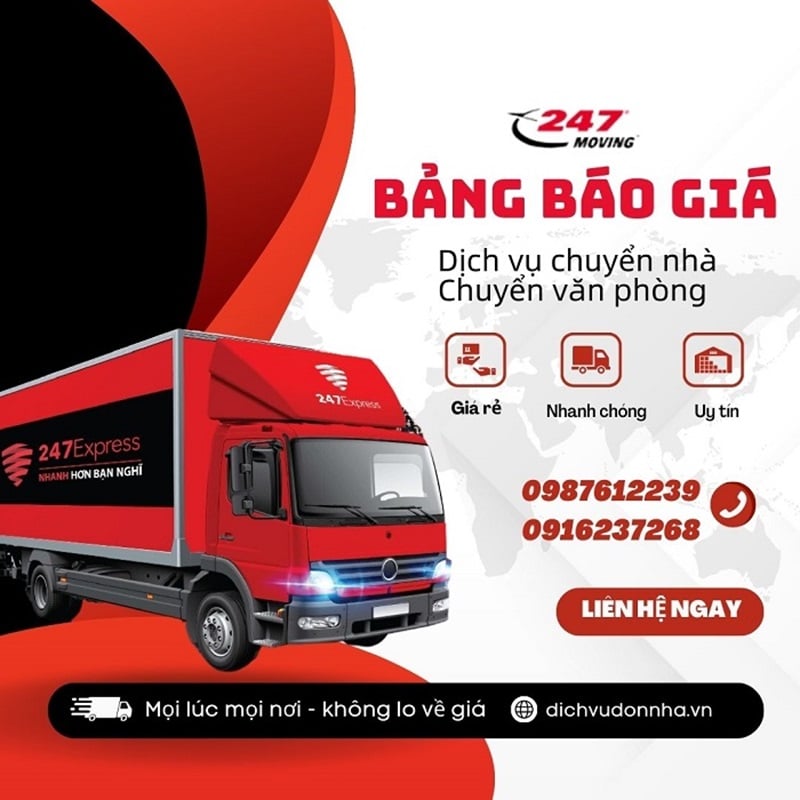 Bảng báo giá dịch vụ chuyển nhà - chuyển văn phòng