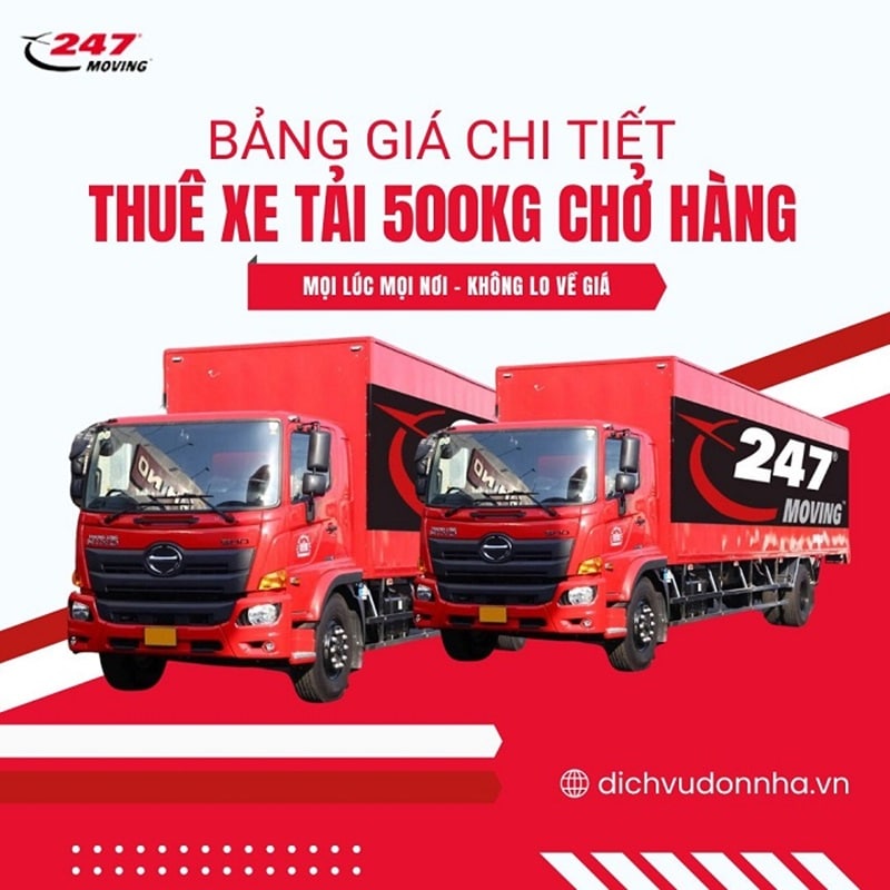 Bảng giá chi tiết cho thuê xe tải 500kg