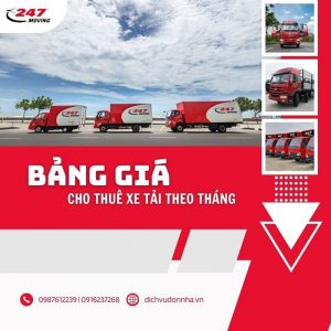 Bảng giá cho thuê xe tải theo tháng