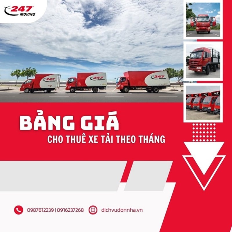 Bảng giá cho thuê xe tải theo tháng