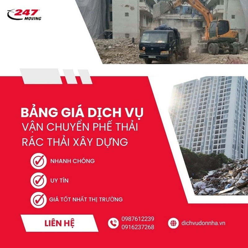 Cước phí dịch vụ vận chuyển phế thải, rác thải xây dựng