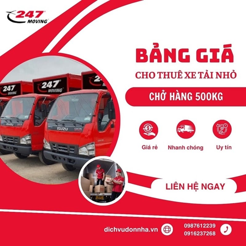 Cước phí thuê xe tải nhỏ 500kg