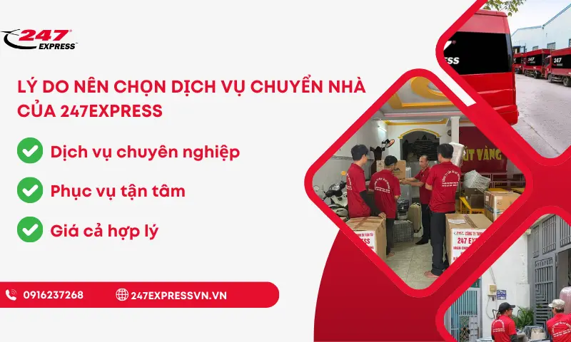 Dịch vụ chuyển nhà 247Express cam kết mang lại chất lượng dịch vụ chuyên nghiệp với mức giá tốt trên thị trường