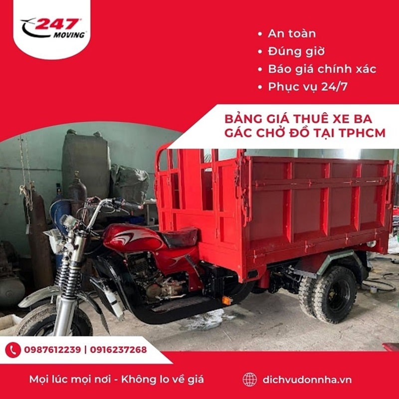 Bảng giá thuê xe ba gác