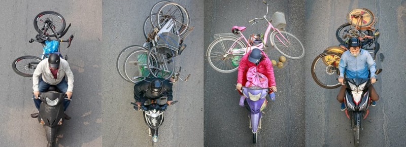 Cách chở xe đạp bằng xe máy an toàn