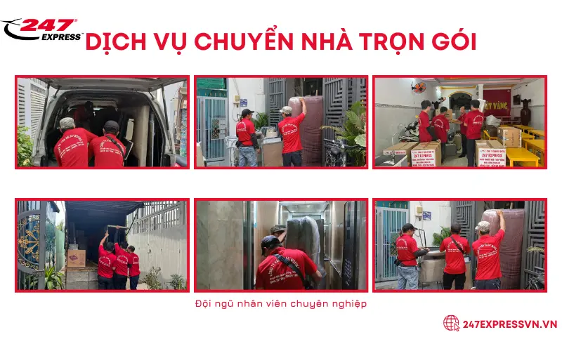 Nhân viên Chuyển Nhà 247 đang vận chuyển nhà cho khách hàng tại quận Tân Phú
